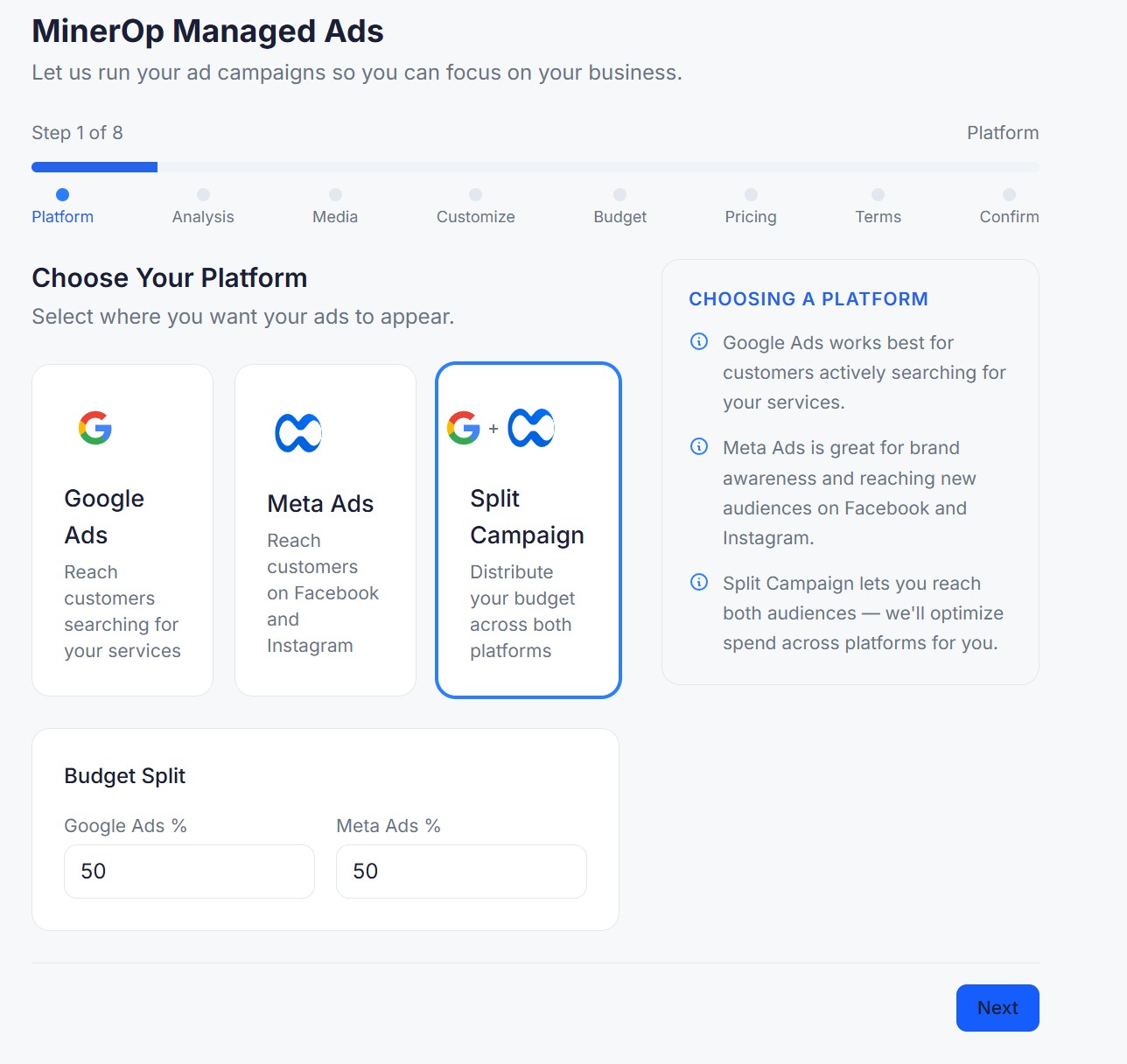 Choose your advertising platform