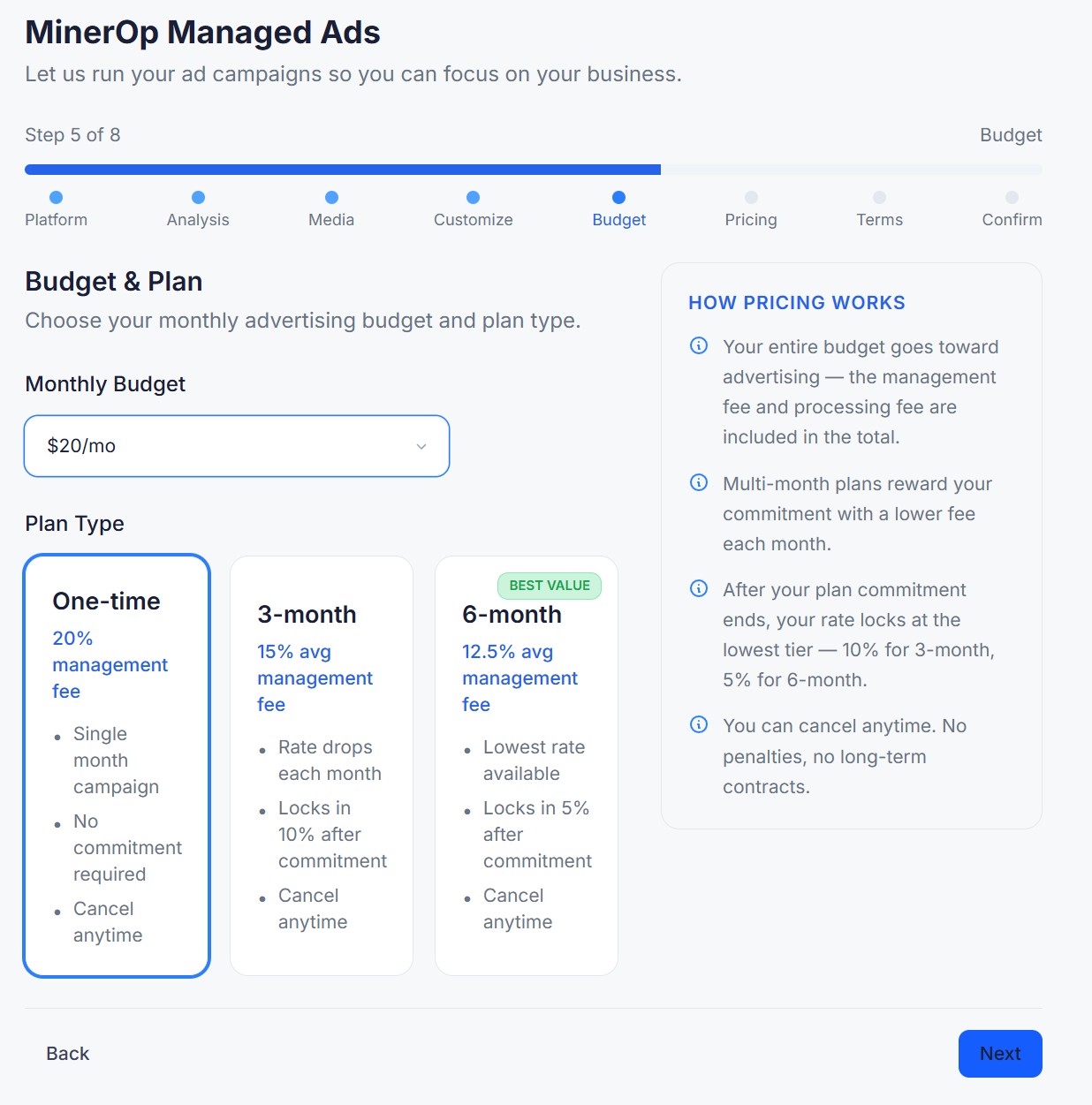 Set your monthly advertising budget