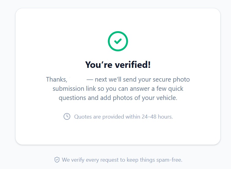 Customer entering a verification code