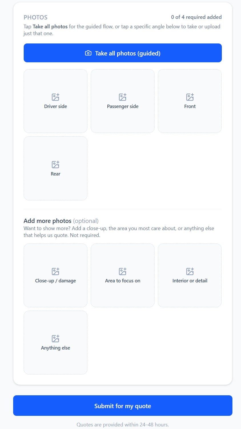 Guided photo capture on a mobile phone